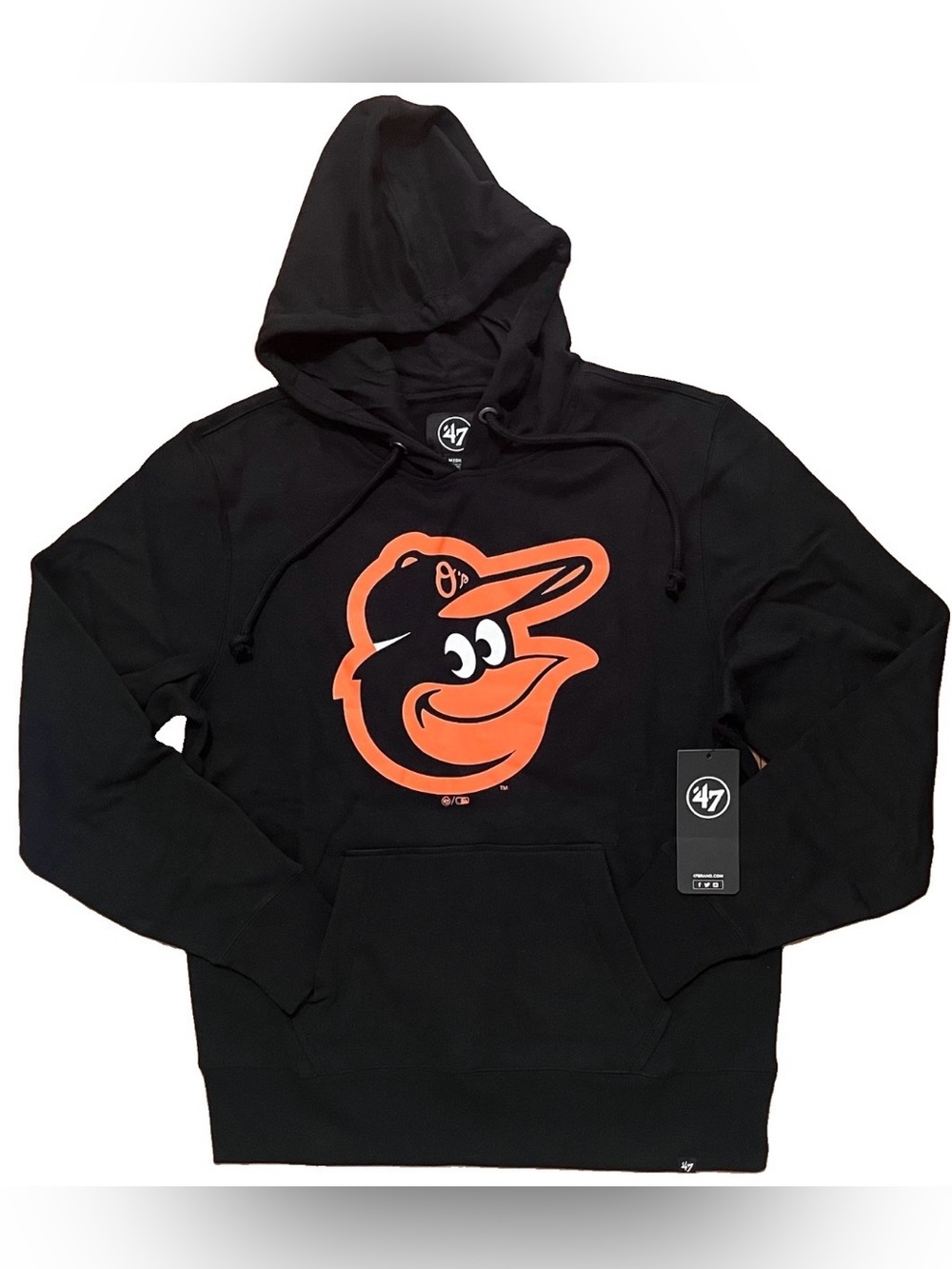 47 Brand Baltimore Orioles MLB Baseball Black Pullover Hoodie Men’s M Medium NWT